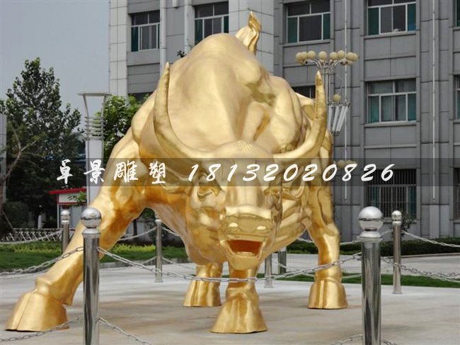 金牛雕塑，鑄銅金牛雕塑，貼金銅牛