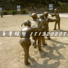 老鷹抓小雞雕塑，兒童游戲銅雕，廣場(chǎng)人物雕塑
