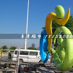 不銹鋼卡通雕塑，彩色不銹鋼雕塑