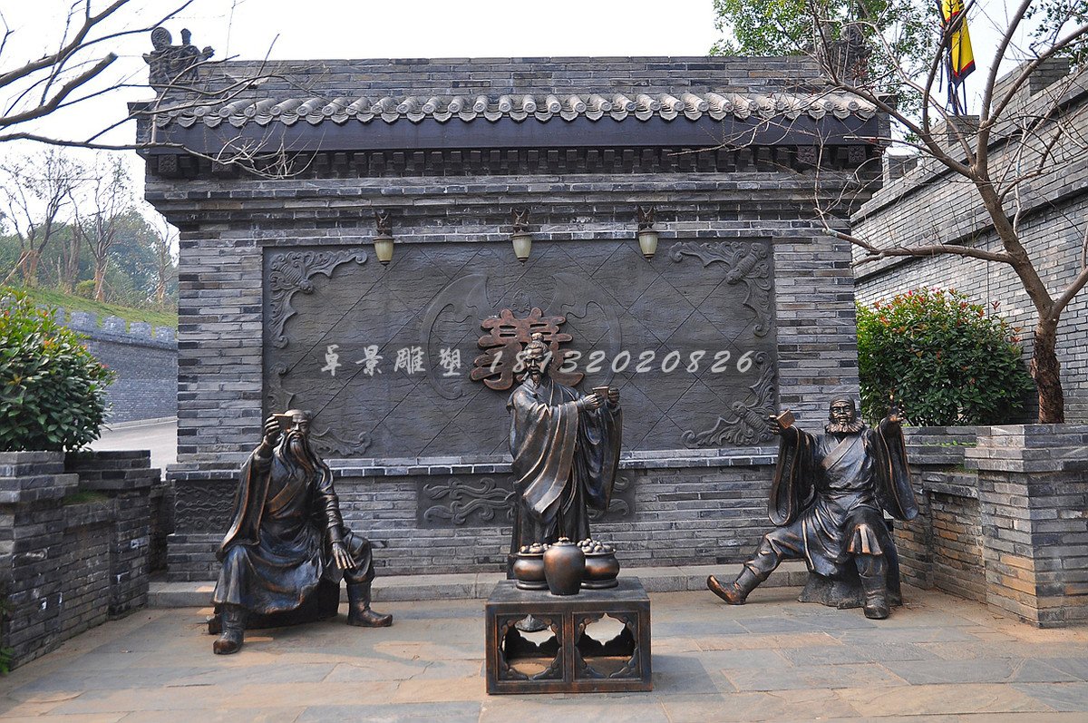 玻璃鋼桃園三結(jié)義雕塑，劉備關(guān)羽張飛雕塑 (1)