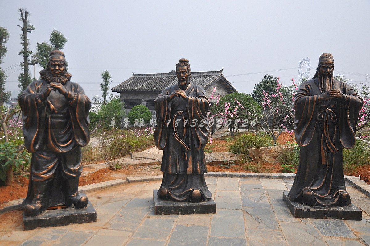 玻璃鋼桃園三結(jié)義雕塑，劉備關(guān)羽張飛雕塑