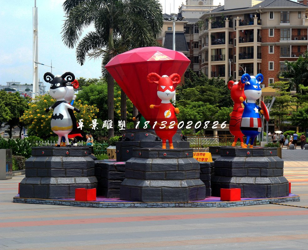 小區(qū)卡通雕塑，小區(qū)玻璃鋼人物雕塑 (1)