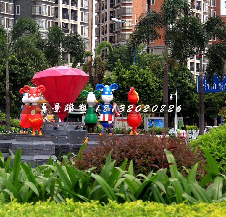 小區(qū)卡通雕塑，小區(qū)玻璃鋼人物雕塑