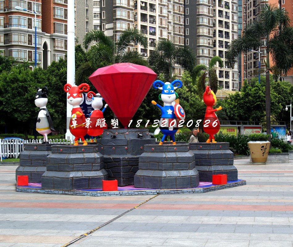 小區(qū)卡通雕塑，小區(qū)玻璃鋼人物雕塑 (2)