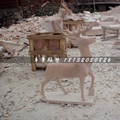 石頭小鹿雕塑，梅花鹿雕塑