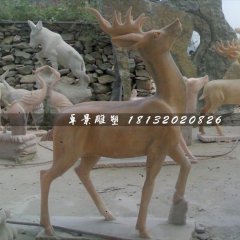 石頭鹿，石雕鹿雕塑，1.2米高石雕鹿