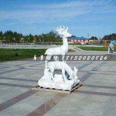 公園小鹿雕塑，廣場(chǎng)石頭鹿