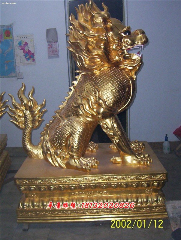 麒麟銅雕，鑄銅麒麟雕塑