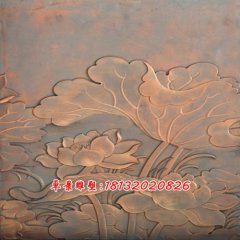 鍛銅荷花浮雕，鍛銅荷葉雕塑
