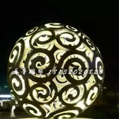 不銹鋼鏤空球雕塑，大型廣場不銹鋼鏤空透光球
