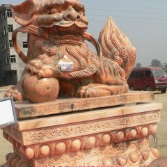 石頭看門獅子，石雕獅子