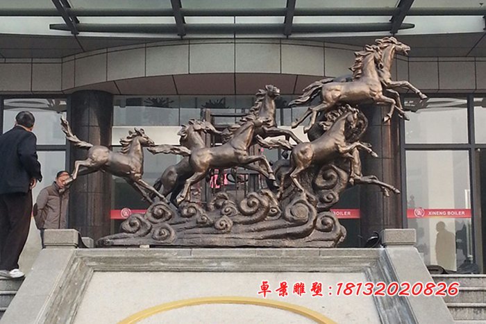 八馬銅雕，八馬奔跑銅雕