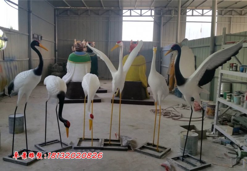 玻璃鋼仙鶴雕塑，玻璃鋼丹頂鶴 (2)