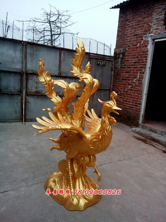 玻璃鋼鳳凰雕塑，仿真鳳凰雕塑 (2)