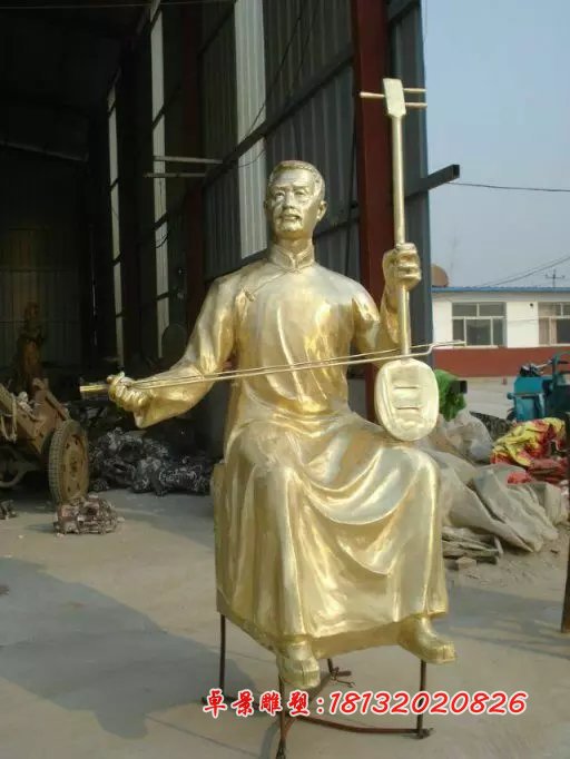 拉二胡銅雕，人物銅雕，廣場人物銅雕