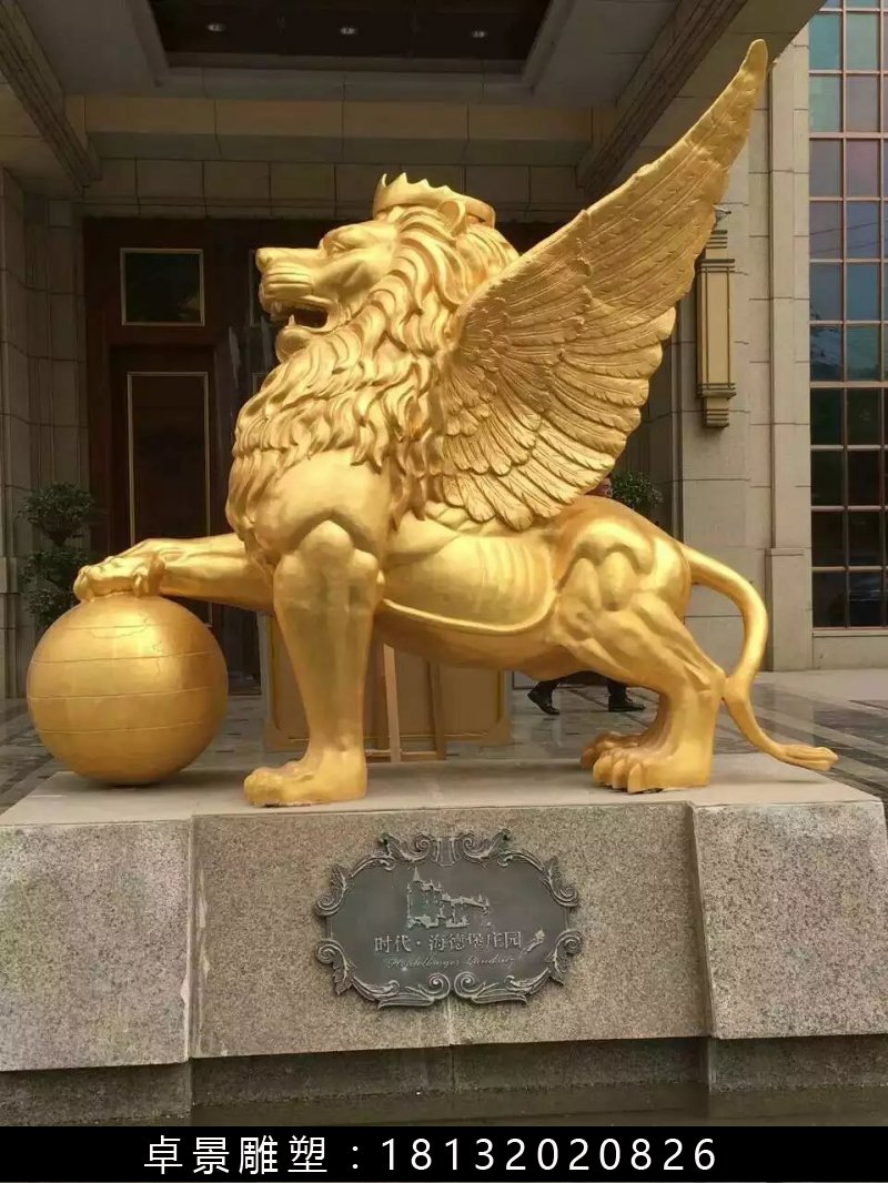 飛獅銅雕，鑄銅飛獅雕塑 (1)