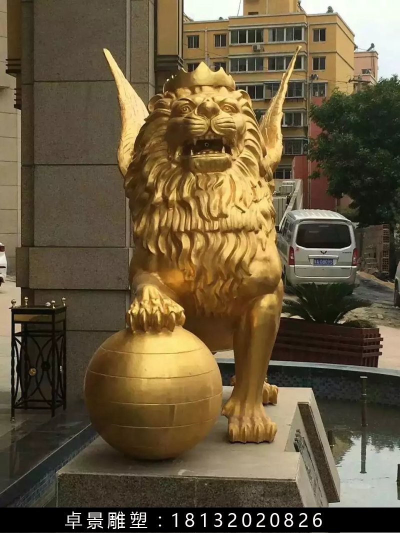 飛獅銅雕，鑄銅飛獅雕塑 (4)