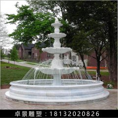 噴泉石雕，漢白玉噴泉，三層石噴泉