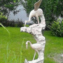 石材仙鶴雕塑，石雕鶴