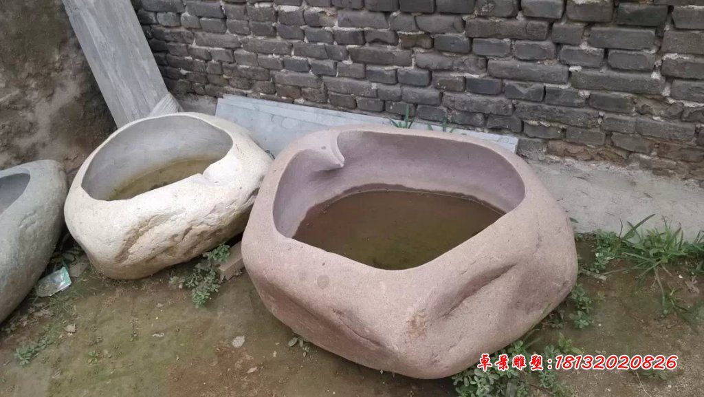 大理石花盆，石水盆 (4)