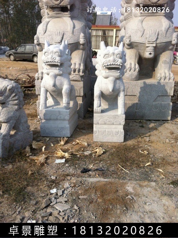 麒麟石雕，漢白玉麒麟雕塑 (2)
