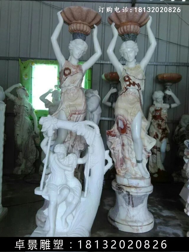 西方美女石燈，美女雕塑 (2)