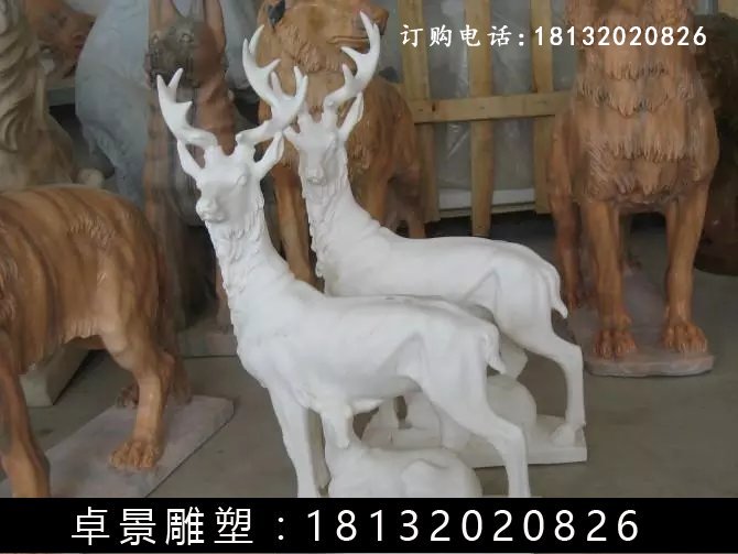 小鹿石雕，漢白玉小鹿雕塑