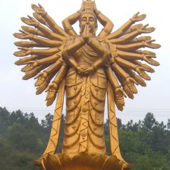 千手觀音銅雕，貼金千手觀音雕塑