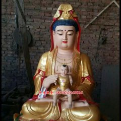 觀音送子銅雕，貼金銅觀音送子雕塑