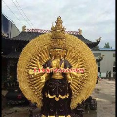 千手觀音銅雕，彩繪千手觀音銅雕