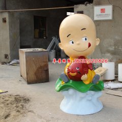 玻璃鋼小和尚雕塑，玻璃鋼人物雕塑