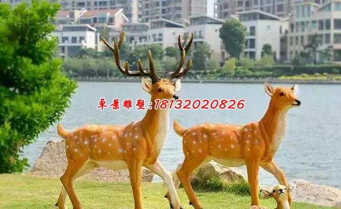 玻璃鋼梅花鹿雕塑，玻璃鋼仿真動(dòng)物雕塑 (1)
