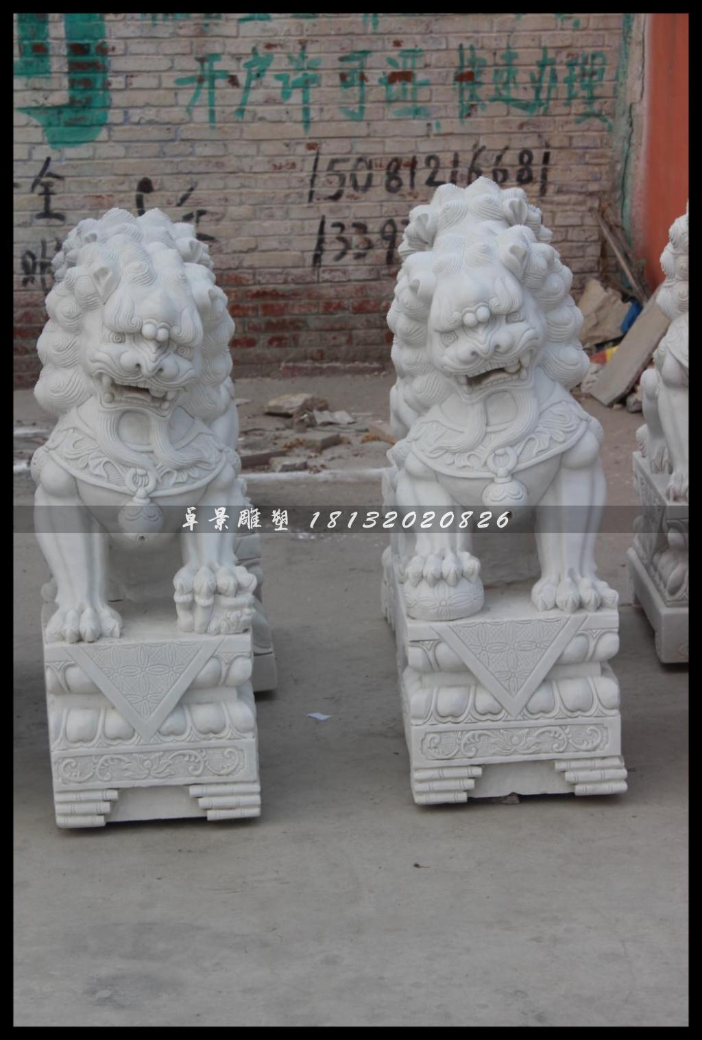 獅子石雕，漢白玉獅子雕塑 (1)