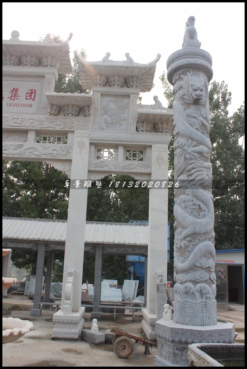 龍柱，漢白玉龍柱，盤龍柱 (2)
