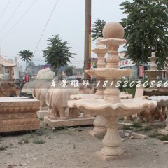 風(fēng)水球石雕，晚霞紅風(fēng)水球，三層風(fēng)水球雕塑