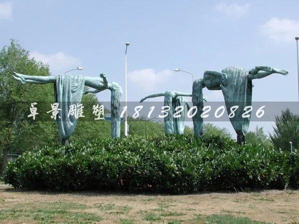 懸空平躺人物銅雕，公園小品銅雕