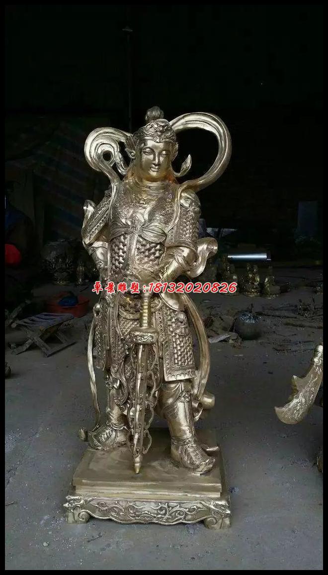 韋佗佛護(hù)法銅雕,鑄銅韋佗佛護(hù)法雕塑
