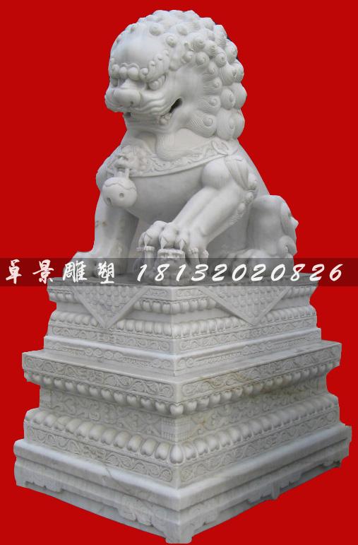 石獅子雕塑，漢白玉獅子雕塑 (2)