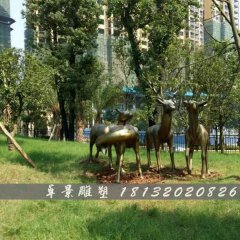 梅花鹿銅雕，公園動物銅雕