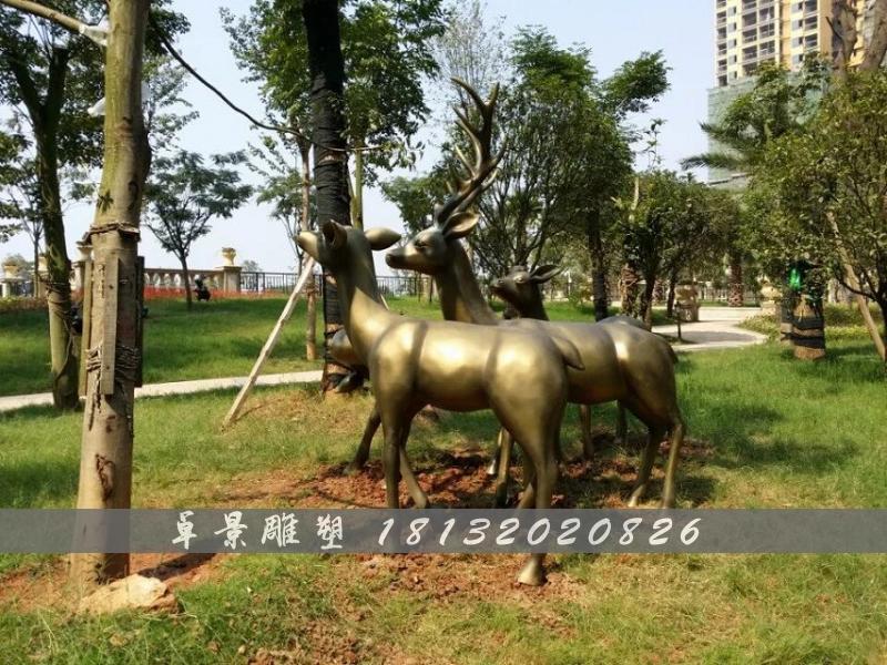 梅花鹿銅雕，公園動物銅雕 (2)