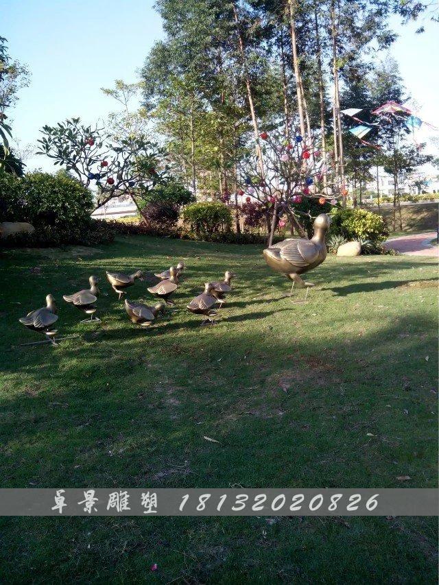 鴨子銅雕，公園動(dòng)物銅雕，園林景觀銅雕