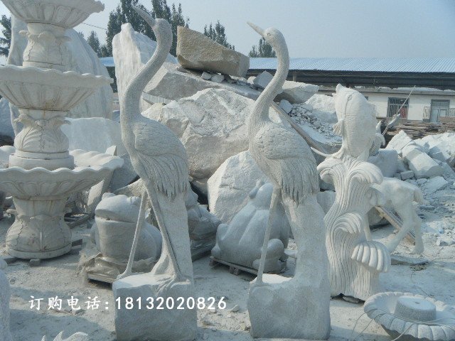 仙鶴石雕，大理石仙鶴雕塑