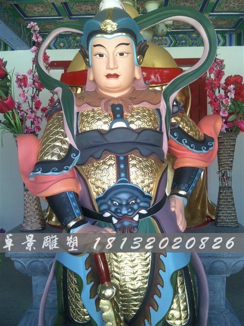 玻璃鋼韋佗護(hù)法雕塑,玻璃鋼彩繪韋佗雕塑
