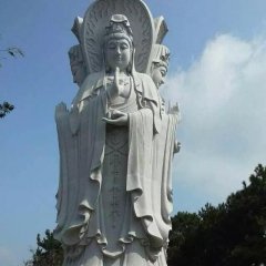 觀音菩薩石雕，三面觀音菩薩石雕