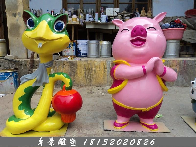 玻璃鋼十二生肖雕塑，玻璃鋼卡通十二生肖雕塑 (2)