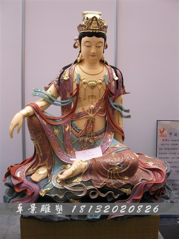玻璃鋼觀音雕塑，坐式觀音菩薩玻璃鋼雕塑