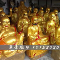 十八羅漢銅雕，十八羅漢彩繪銅雕