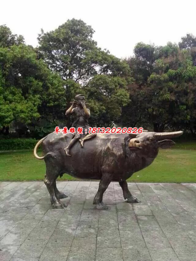 牧童騎牛銅雕，公園小品銅雕
