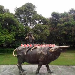 牧童騎牛銅雕，公園小品銅雕