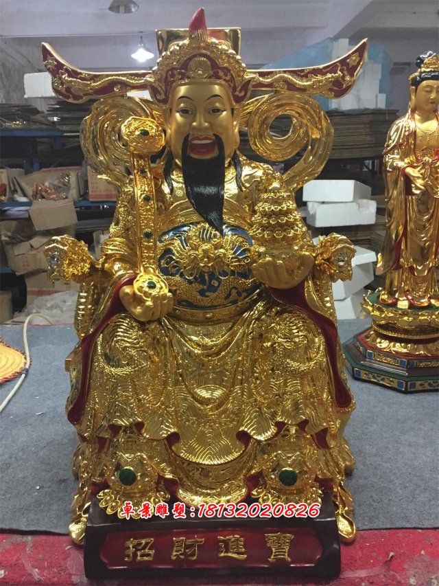 財神銅雕，鑄銅財神雕塑 (4)